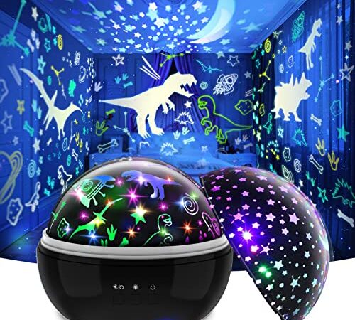 1-12 Year Old Kids Toys,Vingtank Dinosaur Toys for Kids Star Lamp Sensory Toys for Babies Autism 1-12 Year Old Boy Gift Ideas (Black)