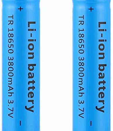 2PCS 3.7V 3800mAh Battery Button Top Lithium Battery Large Capacity Rechargeable Battery ICR Batteries for LED Flashlight Torch, Head Lamp, Doorbells, RC Cars