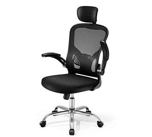 Adjustable Office Chair Ergonomic Mesh Chair High Back Computer Desk Chair with Flip-up Armrest and Adjustable Headrest