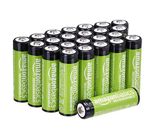 Amazon Basics 24-Pack AA Rechargeable Batteries, Performance 2,000 mAh Battery, Pre-Charged, Recharge up to 1000x