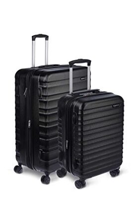 AmazonBasics 2 Piece Hardside Spinner Travel Luggage Suitcase Set - Black