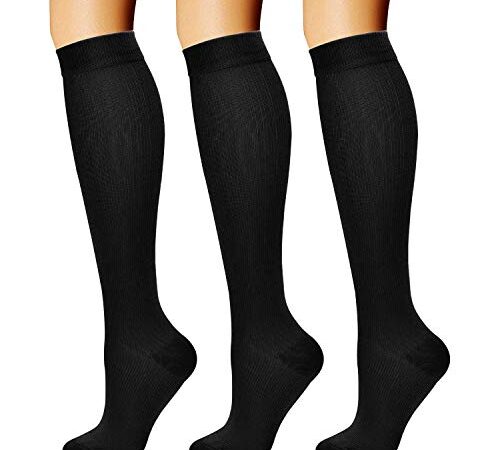 CHARMKING Men¡¯s Women¡¯s Compression Socks, Running, Flight, Travel, Pregnancy, Best Athletic, Graduated Knee High Socks, Wide Calf Shin, Nurses, Maternity, Swelling, Circulation (15-20 mmHg 3 Pairs)