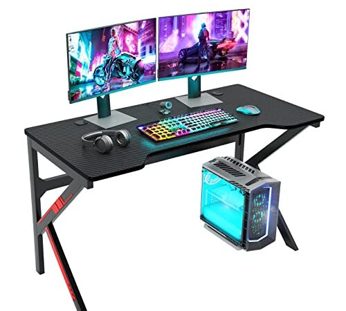 DlandHome 47inches Gaming Desk K-Shaped Computer Desk Table Professional Gamer Game Station