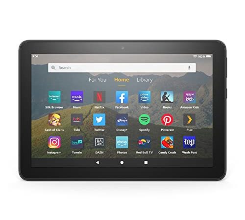 Fire HD 8 tablet, 8" HD display, 32 GB, latest model (2020 release), designed for portable entertainment, Black