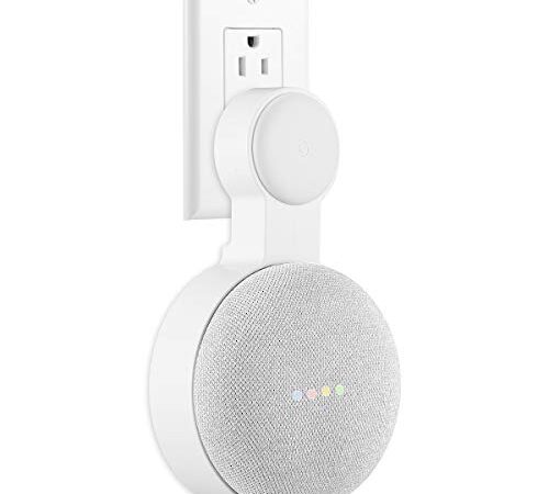 Google Nest Mini Wall Mount Holder, Mrount Space-Saving Design Outlet Mount, Perfect Cord Management for Google Nest Mini 2nd Generation (White)