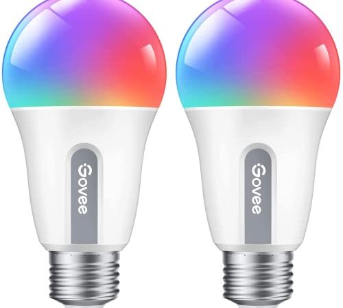 Govee Smart Light Bulbs, RGBWW Color Changing Light Bulbs, 54 Dynamic Scenes, Music Sync, 16 Million DIY Colors WiFi & Bluetooth Dimmable LED Light Bulbs Work with Alexa & Google Assistant, 2 Pack