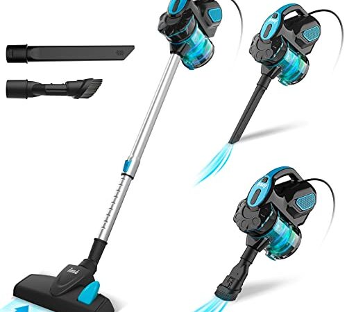 INSE Vacuum Cleaner Corded Bagless Stick 18 KPA Powerful Suction, Multipurpose 3 in 1 Handheld Vac with 6m Power Cord Blue