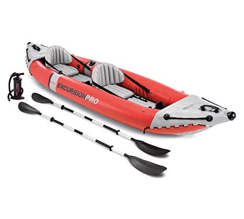 Intex Excursion Pro Kayak, Professional Series Inflatable Fishing Kayak, K2: 2-Person, Red