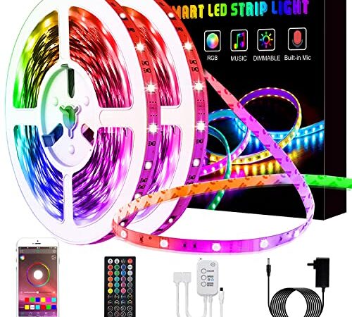 Led Lights Strip for Bedroom 100ft/30m, L8star RGB Led Lights Strips with 44keys Remote and Bluetooth Control Led Strip Lights Timing Sync to Music Apply for Home Decoration