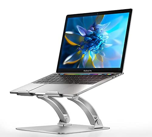 Nulaxy Laptop Stand, Ergonomic Height Angle Adjustable Laptop Riser Holder Compatible with MacBook, Air, Pro, Dell XPS, Samsung, Alienware All Laptops 11-17", Supports Up to 44 Lbs-Silver