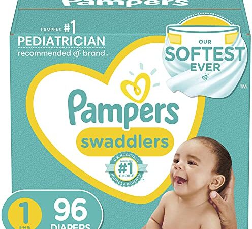 Pampers Size 1 - Swaddlers Disposable Diapers, 96 Count, Super Pack (Packaging and Prints May Vary)