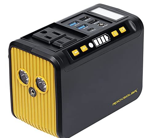 ROCKSOLAR RS81 Weekender 80W Power Station - 88Wh Lithium Battery Portable Solar Generator with LED Flashlight and Multiple Plug and Play AC/USB/USB C/12V DC Outlets for Home, Outdoors Adventures