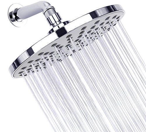 Shower Head, 8-Inch Chrome Finish Rainfall ShowerHead, Angle Adjustable Brass Ball Joint