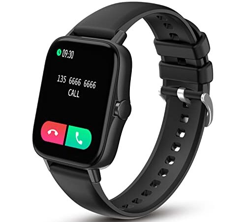 Smart Watch with Bluetooth Call for Men Women, Activity Fitness Tracker with 1.7" HD Touch Screen, Blood Pressure Blood Oxygen Heart Rate Sleep Monitor Pedometer for Android and iPhone Black