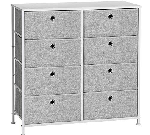 SONGMICS Storage Dresser with 8 Easy Pull Fabric Drawers for Closets, Nursery, Dorm Room ULTS24W