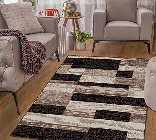 Superior Modern Rockwood Collection Area Rug, Chocolate, 5' x 8'