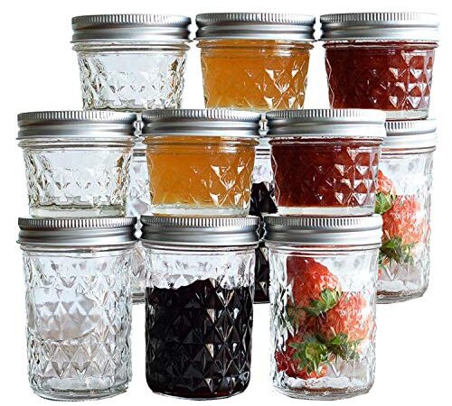 Tebery 12 Pack Mason Jars Canning Jars 12 OZ Jelly Jars With Regular Lids and Bands For Canning, Freezing, Preserving, Beverages & Jar Deco (4oz&8oz)