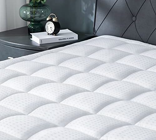 viewstar Mattress Pad Queen Cooling Cotton Quilted Fitted Mattress Topper Cover,Extra Thick Pillow Top Bed Cover with Snow Down Alternative Fill,6-21" Deep Pocket for Queen Size Bed Soft Breathable