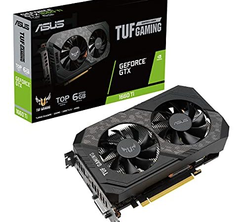 ASUS TUF Gaming NVIDIA GeForce GTX 1660 Ti EVO TOP Edition Graphics Card (PCIe 3.0, 6GB GDDR6, 14Gbps Memory Speed, HDMI 2.0b, DisplayPort 1.4, Space-Grade Lubricant, Compact Design, GPU Tweak II)
