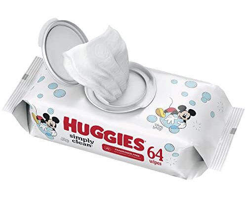 Baby Wipes, Huggies Simply Clean, UNSCENTED, Hypoallergenic, 1 Flip-Top Pack, 64 Count