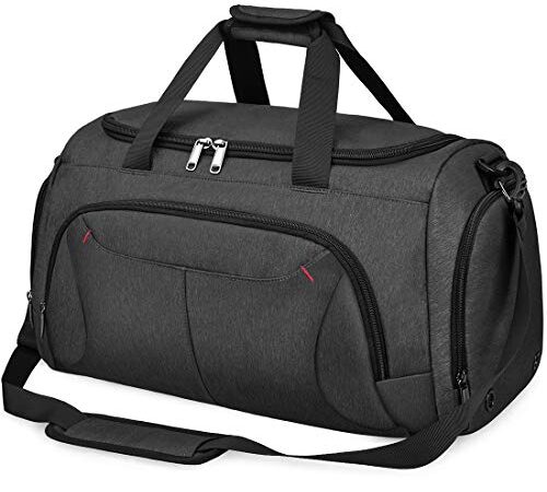 Gym Duffle Bag Waterproof Large Sports Bags Travel Duffel Bags with Shoes Compartment Weekender Overnight Bag Men Women 40L Black