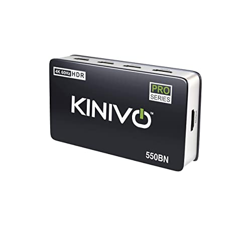 Kinivo HDMI Switch 4K HDR (5 Port, 4K 60Hz, HDMI 2.0, High Speed-18Gbps, Auto-Switching, IR Remote) - Compatible with Roku,PS5 / PS4, Xbox,Apple TV, Blue-Ray Player,Cable Box