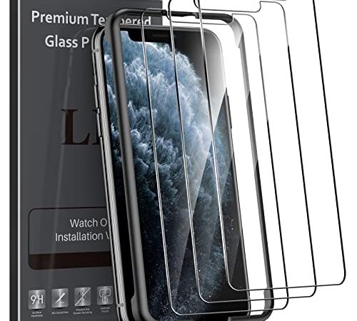 LK 3 Pack Screen Protector for iPhone 11 Pro and iPhone Xs and iPhone X - 5.8 inch, Tempered Glass, Case Friendly, Alignment Frame Easy Installation, 3D Touch