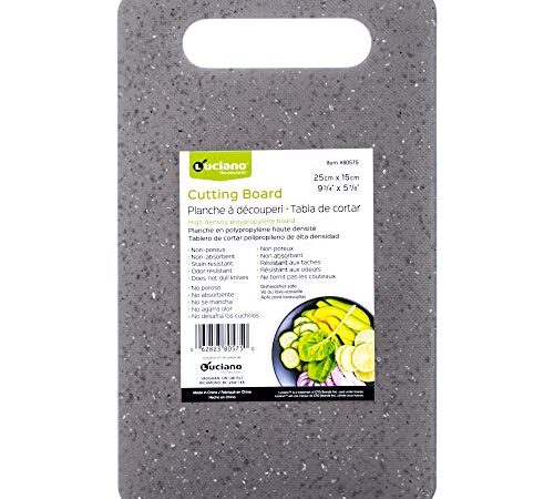 Luciano Housewares Compact Water-, Stain-, and Odour-Resistant Cutting Board, 9.7 x 5.8 inches, Grey