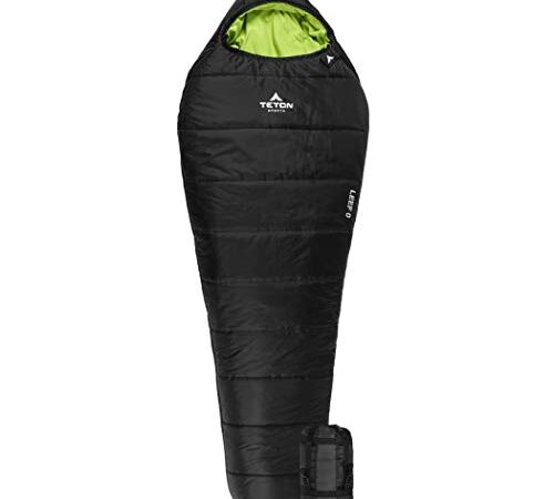 TETON Sports LEEF Lightweight Adult Mummy Sleeping Bag; Great for Hiking, Backpacking and Camping; Free Compression Sack; Black