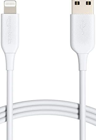 Amazon Basics Lightning to USB A Cable - Advanced Collection, MFi Certified iPhone Charger, White, 6-Foot