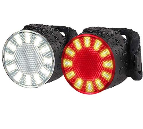 Bike Lights Set, USB Rechargeable Bike Headlight and Tailight Combinations, LED Waterproof Bicycle Front Lights, 6 Brightness Mode, Ideal for Mountain or Road Bikes