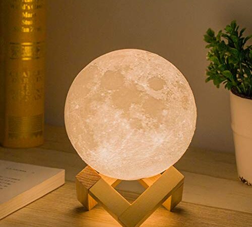 Mydethun Moon Lamp Moon Light Night Light for Kids Gift for Women USB Charging and Touch Control Brightness Warm and Cool White Lunar Lamp(4.7 inch)