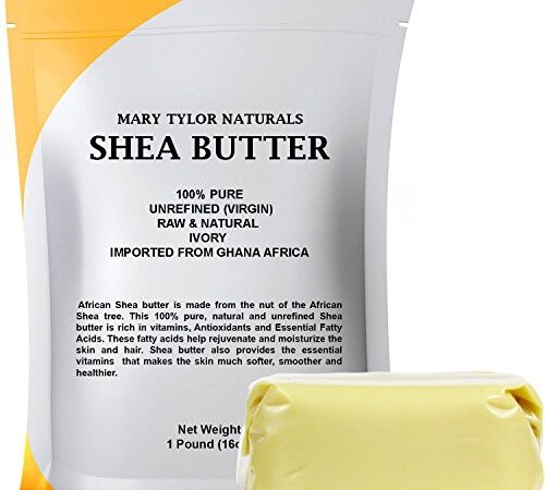 Organic Shea Butter 1 lb (453 g) Raw, Unrefined Ivory, Grade A. Premium Quality Amazing Skin Nourishment, Great For DIY Body Butters Lip Balms Lotions By Mary Tylor Naturals