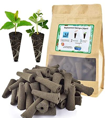 PACETAP 50 Pack Areogarden Grow Sponges, Seed Starter Pods Growth Sponges Replacement with AeroGarden, Bulk Refill Grow Sponge for Hydroponic Indoor Garden System