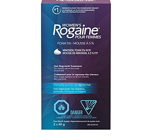 Rogaine Women's Rogaine 5% Minoxidil Foam - Once-a-day Hair Loss & Thinning Treatment, 4 Month Supply, white, 2 Month