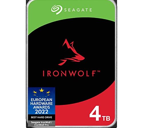 Seagate IronWolf 4TB NAS Internal Hard Drive HDD – CMR 3.5 Inch SATA 6Gb/s 5900 RPM 64MB Cache for RAID Network Attached Storage – Frustration Free Packaging (ST4000VN008)