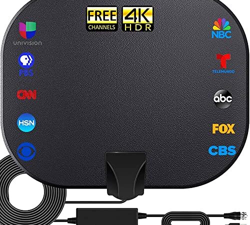 TV Antenna -Amplified HD Indoor Digital TV Antenna Long 250+ Mile Range Antenna Support 4K 1080p Fire Stick and All Television Outdoor Smart HDTV Antenna for Local Channel -17ft Coax Cable