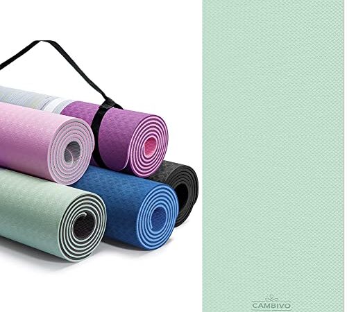 CAMBIVO Extra Thick Yoga Mat for Women Men Kids, Professional TPE Yoga Mat, Workout Mat for Home Gym, Pilates and Floor Exercises (Mint Green,6mm)