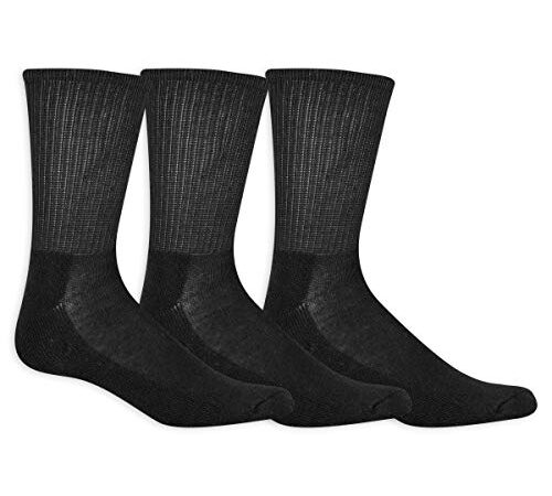 Fruit of the Loom mens 4 Pack Essential Crew Casual Sock, Black, 6 12 US