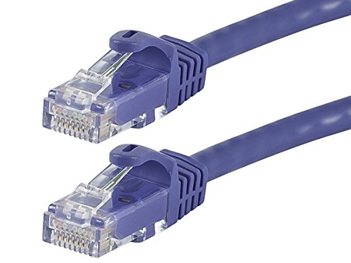 Monoprice Flexboot Cat5e Ethernet Patch Cable - Network Internet Cord - RJ45, Stranded, 350Mhz, UTP, Pure Bare Copper Wire, 24AWG, 7ft, Purple