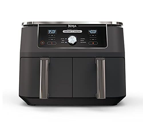 Ninja DZ401 Foodi 10 Quart 6-in-1 DualZone XL 2-Basket Air Fryer with 2 Independent Frying Baskets, Match Cook & Smart Finish to Roast, Broil, Dehydrate & More for Quick, Easy Family-Sized Meals, Grey