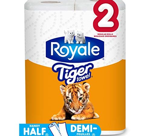 Royale Tiger Strong Paper Towel, 2 Regular Rolls, 2-Ply, 55 Handy Half Sheets Per Roll