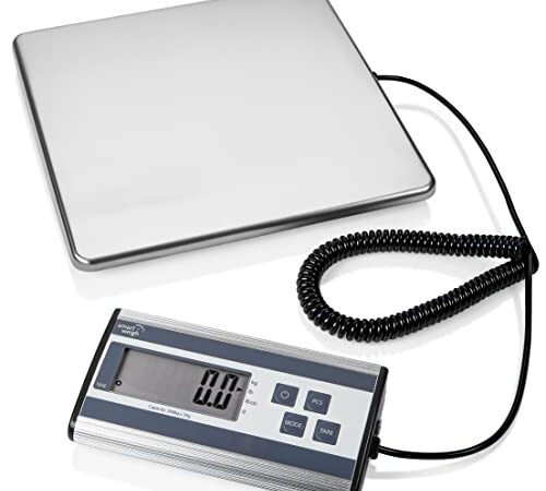 Smart Weigh Digital Heavy Duty Shipping and Postal Scale with Durable Stainless Steel Large Platform, 440 lbs Capacity x 6 oz Readability , UPS USPS Post Office Postal Scale and Luggage Scale