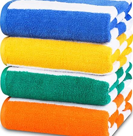 Utopia Towels - Cabana Stripe Beach Towels - 30 x 60 Inches - 100% Ring Spun Cotton Large Pool Towels, Soft and Quick Dry Swim Towels (Green, Orange, Yellow and Blue)