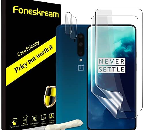 [2+2 Pack] Foneskream Soft TPU Flim Compatible for OnePlus 7T Pro/OnePlus 7 Pro Screen Protector 6.67 inch(Not Tempered Glass)+ Camera Lens Protector [Not Oneplus 7T]