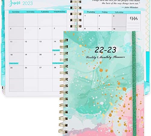 A5 Planner 2022-2023, Weekly Monthly Daily Planner for Agenda, Hardcover Planner with Tabs Pocket and Twin Wire Spiral Binding Dowling Pape for Academic and To Do List (July 2022 - June 2023)