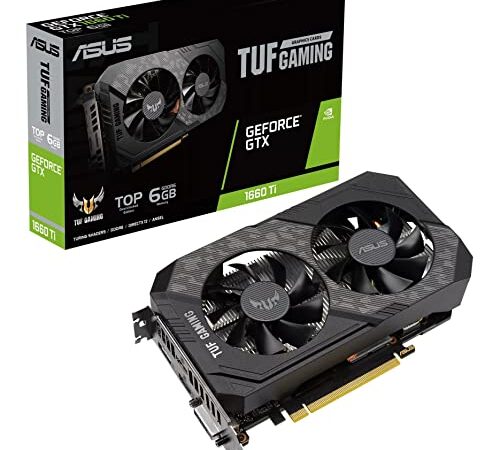 ASUS TUF Gaming NVIDIA GeForce GTX 1660 Ti EVO TOP Edition Graphics Card (PCIe 3.0, 6GB GDDR6, 14Gbps Memory Speed, HDMI 2.0b, DisplayPort 1.4, Space-Grade Lubricant, Compact Design, GPU Tweak II)