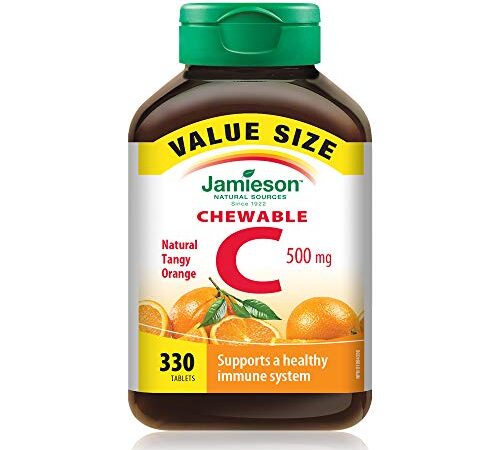 Chewable Vitamin C 500 mg - Tangy Orange Flavour, Value Size