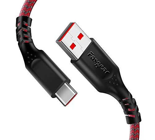 Fasgear Warp Charge Cable for Oneplus 7 Pro 7T, 1 Pack USB C 30W Dash Charging Fast Charge Cable Nylon Braided Data Sync Type-C Cable Compatible with Oneplus 7 6T 6 5T 5 3T (Red, 6ft)