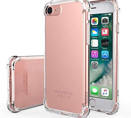 For iPhone SE 2nd Generation Case / iPhone 7 Case / iPhone 8 Case, [Updated] Kinoto Clear Lifeproof Bumper Cases For Apple iPhone Second SE/7/8 4.7" Qi Slim Silicone Hard Transparent Cover Hybrid Shock Absorption Thin Rugged Soft TPU